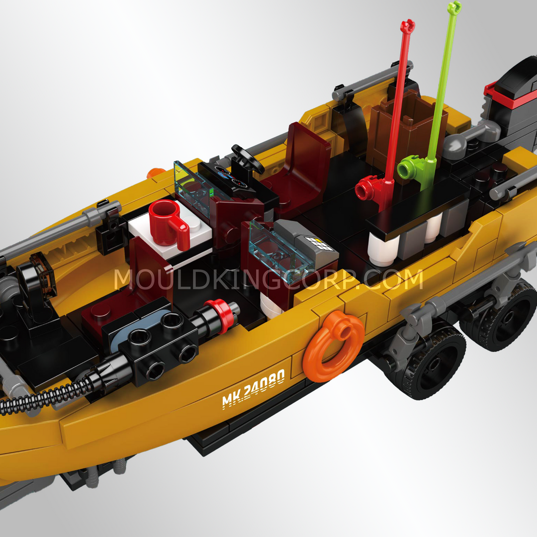 Mould King 24080 Fishing Boat Trailer Building Set | 872 Pcs