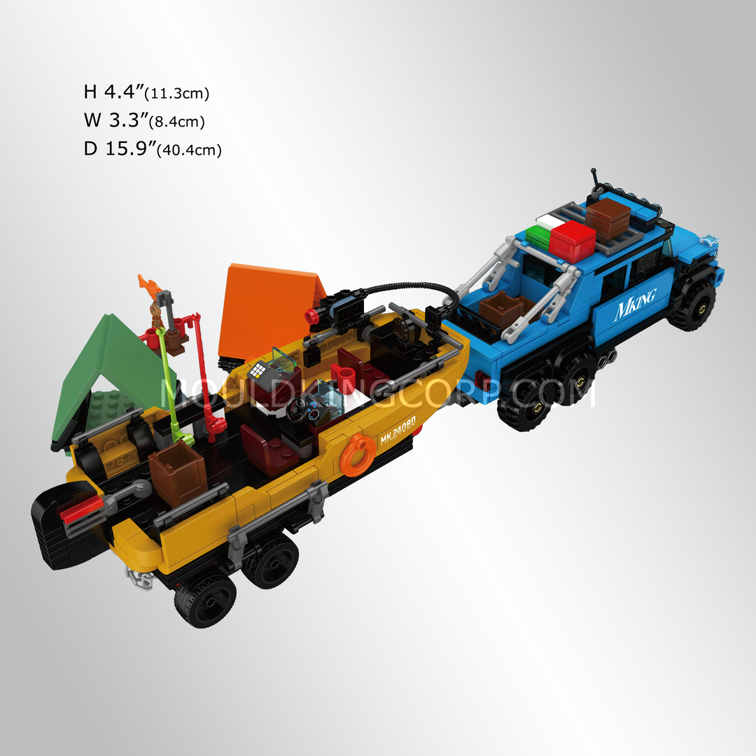 Mould King 24080 Fishing Boat Trailer Building Set | 872 Pcs