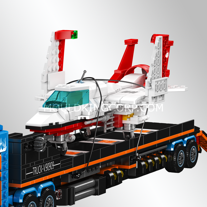 Mould King 24090 Aircraft Transport Truck with Flatbed Trailer Building Set | 1,468 Pcs
