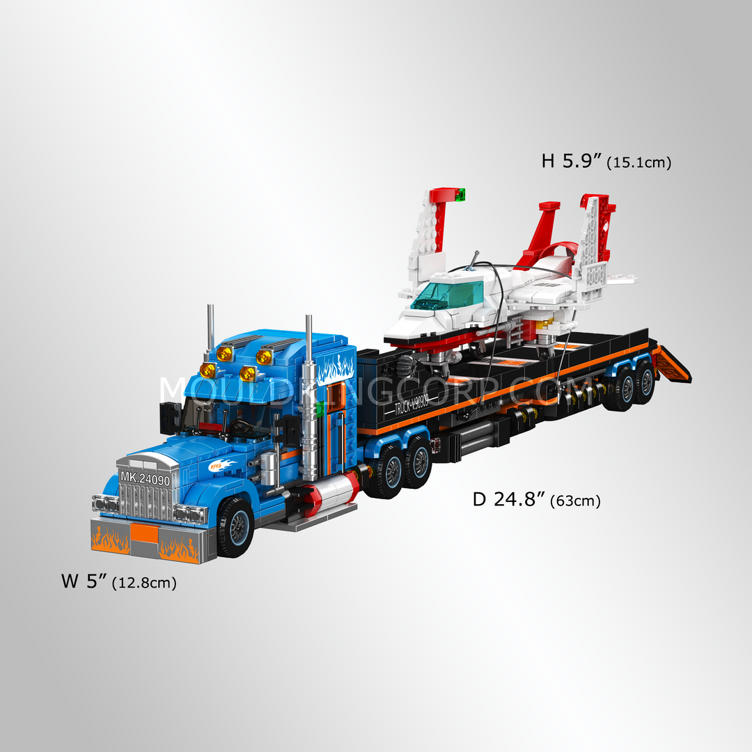 Mould King 24090 Aircraft Transport Truck with Flatbed Trailer Building Set | 1,468 Pcs