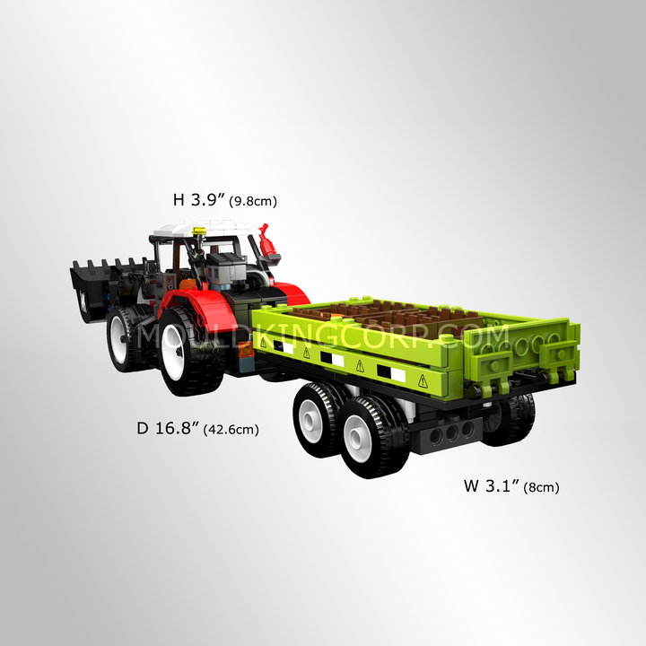 Mould King 24093 Wheel Loader & Agricultural Trailer Building Set | 504 Pcs