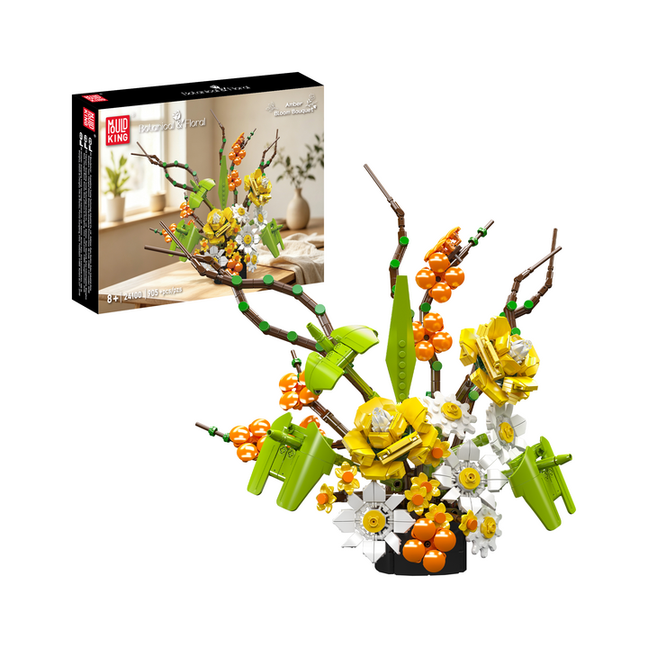 Mould King 24100 Amber Bloom Bouquet Flower Building Set | 905 Pcs