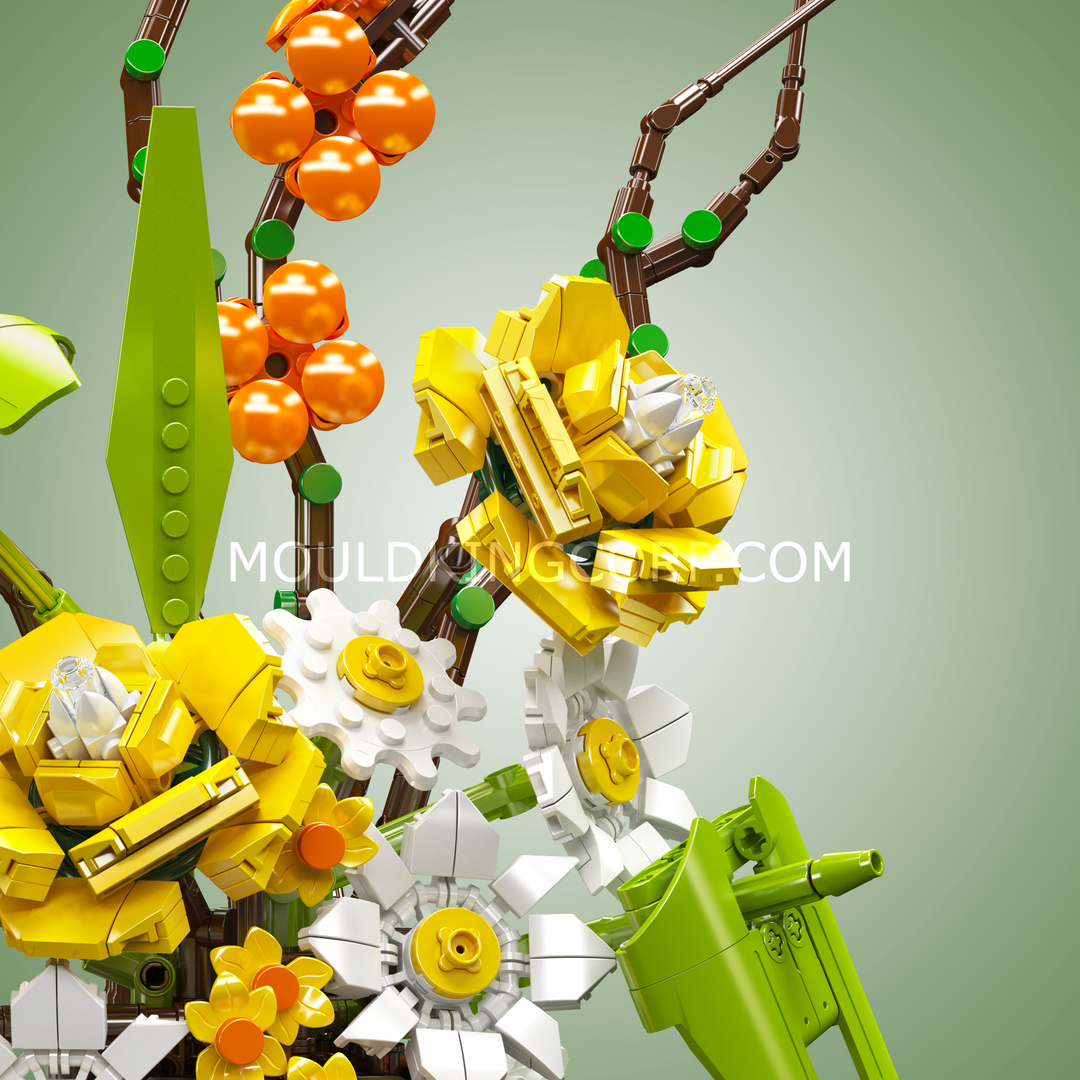 Mould King 24100 Amber Bloom Bouquet Flower Building Set | 905 Pcs