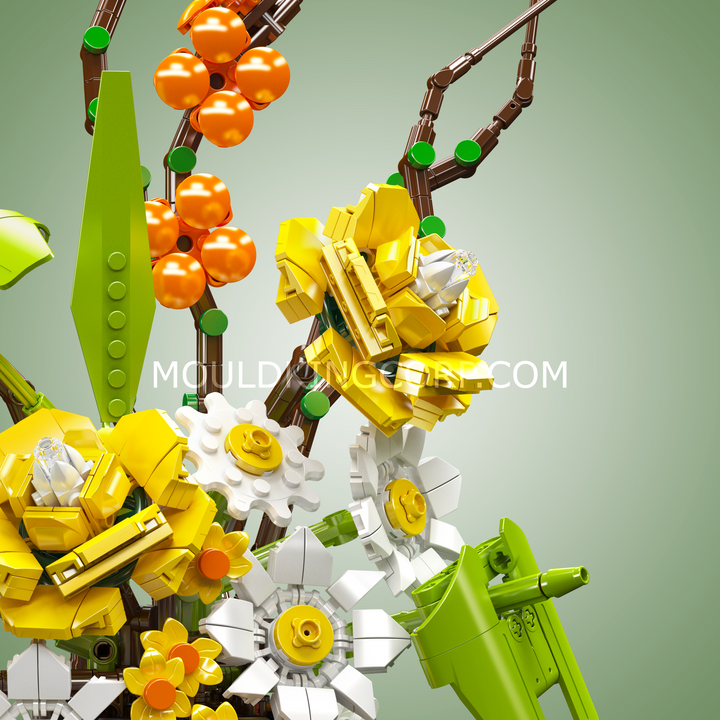 Mould King 24100 Amber Bloom Bouquet Flower Building Set | 905 Pcs