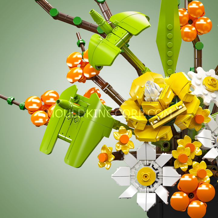 Mould King 24100 Amber Bloom Bouquet Flower Building Set | 905 Pcs