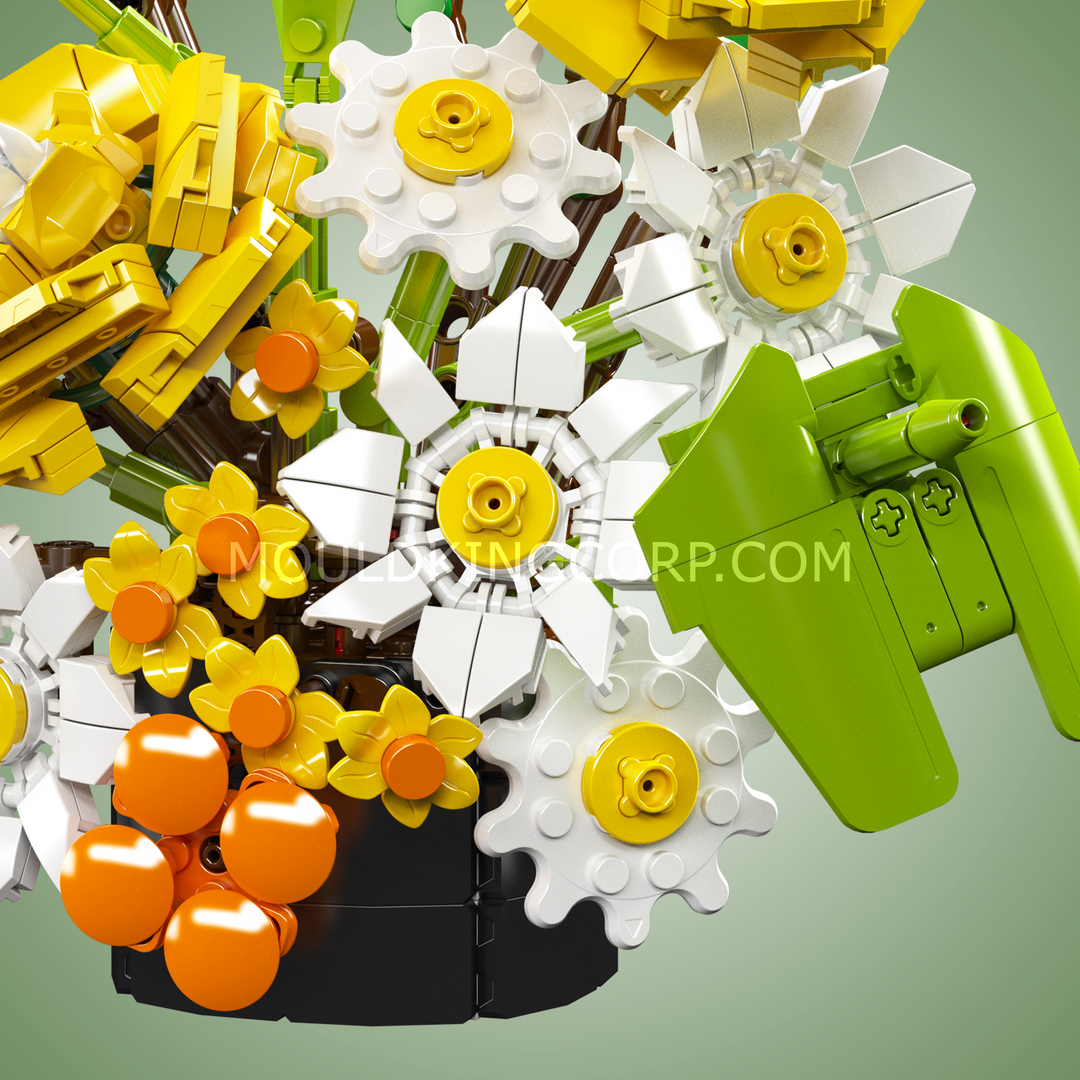 Mould King 24100 Amber Bloom Bouquet Flower Building Set | 905 Pcs