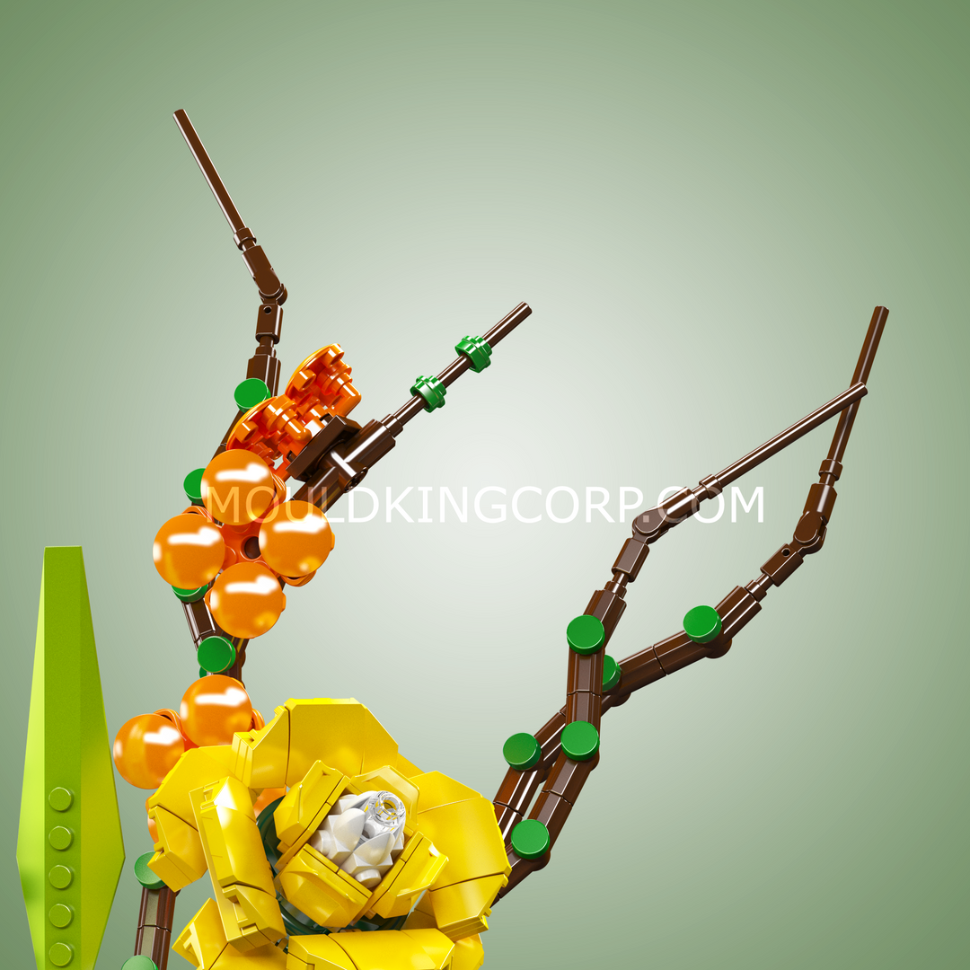 Mould King 24100 Amber Bloom Bouquet Flower Building Set | 905 Pcs