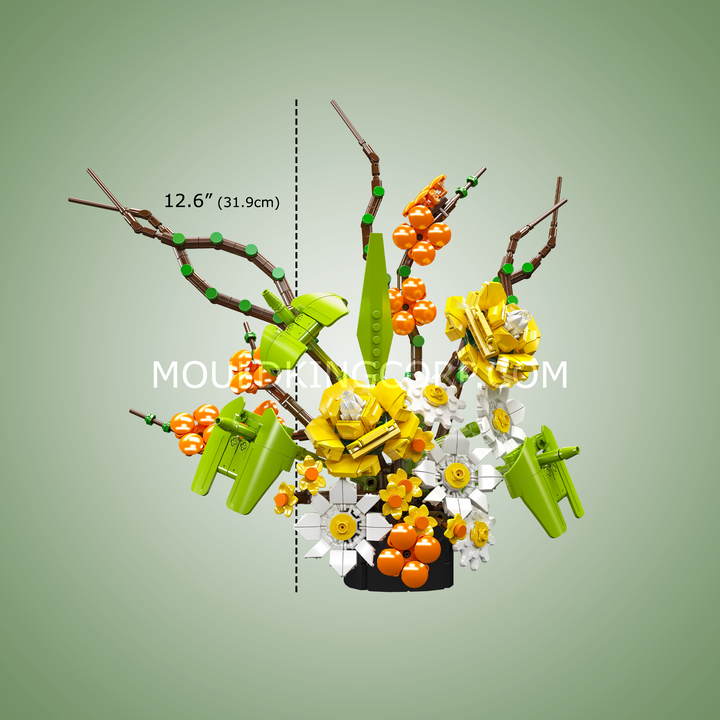 Mould King 24100 Amber Bloom Bouquet Flower Building Set | 905 Pcs