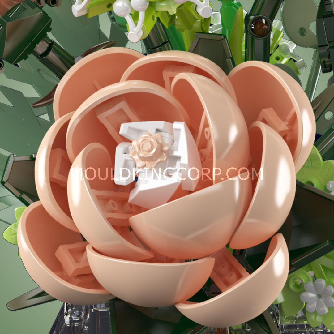 Mould King 24109 Weißer Rosenblumenstrauß Bausatz | 981 Teile