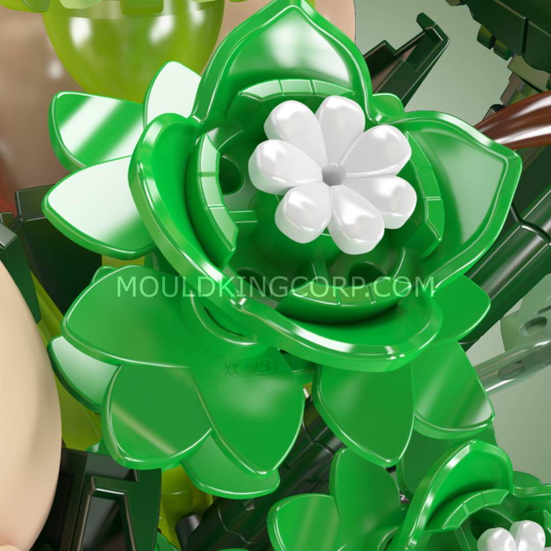 Mould King 24109 Weißer Rosenblumenstrauß Bausatz | 981 Teile