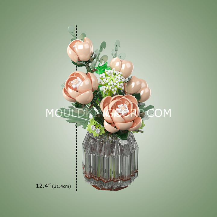 Mould King 24109 Weißer Rosenblumenstrauß Bausatz | 981 Teile
