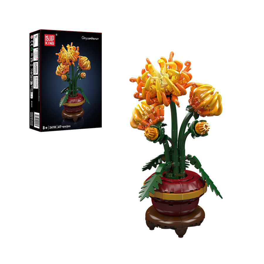 chrysanthemum pot plant Mould King 24118 Chrysanthemum Potted Plant Building Block Set