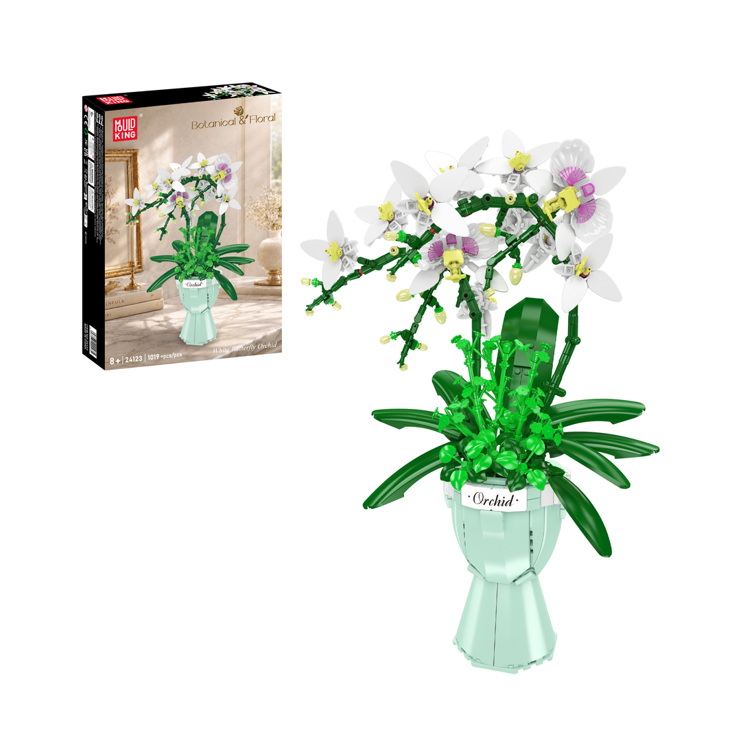 Mould King 24123 White Butterfly Orchid Flower Building Set | 1,019 Pcs