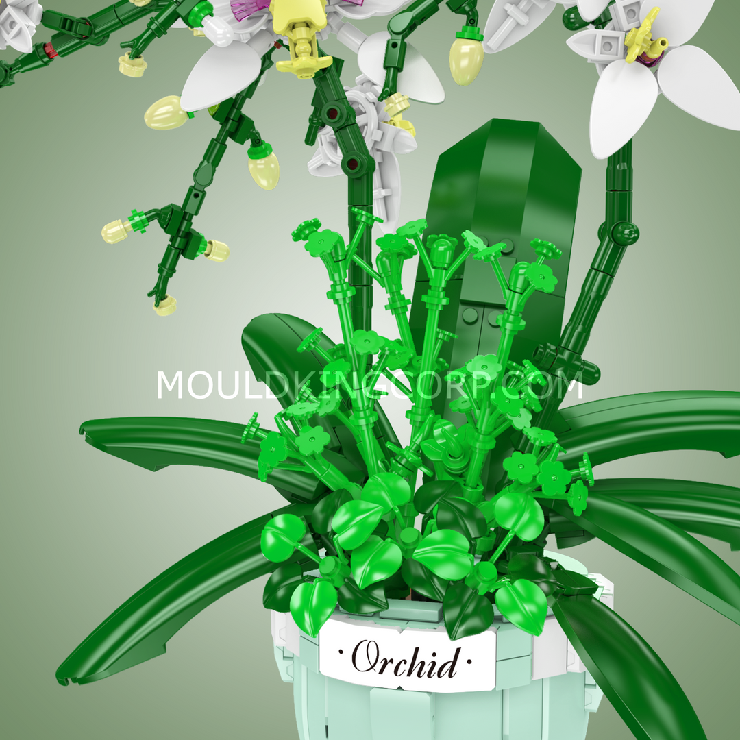 Mould King 24123 White Butterfly Orchid Flower Building Set | 1,019 Pcs