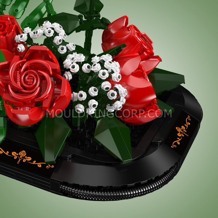 Mould King 24130 Red Rose & Baby's Breath Bouquet Building Set | 894 Pcs