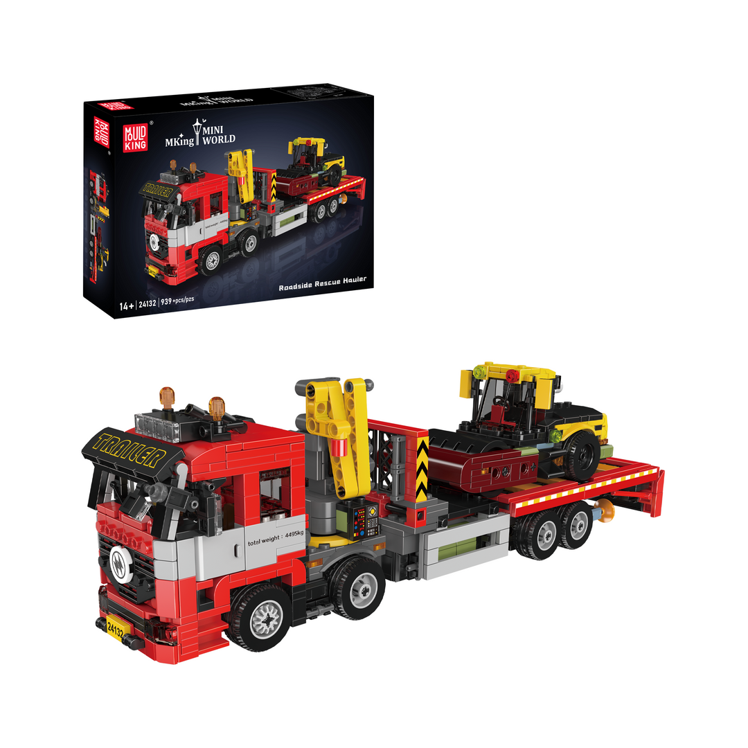 Mould King 24132 Roadside Rescue Flatbed Recovery Truck Building Set | 939 Pcs