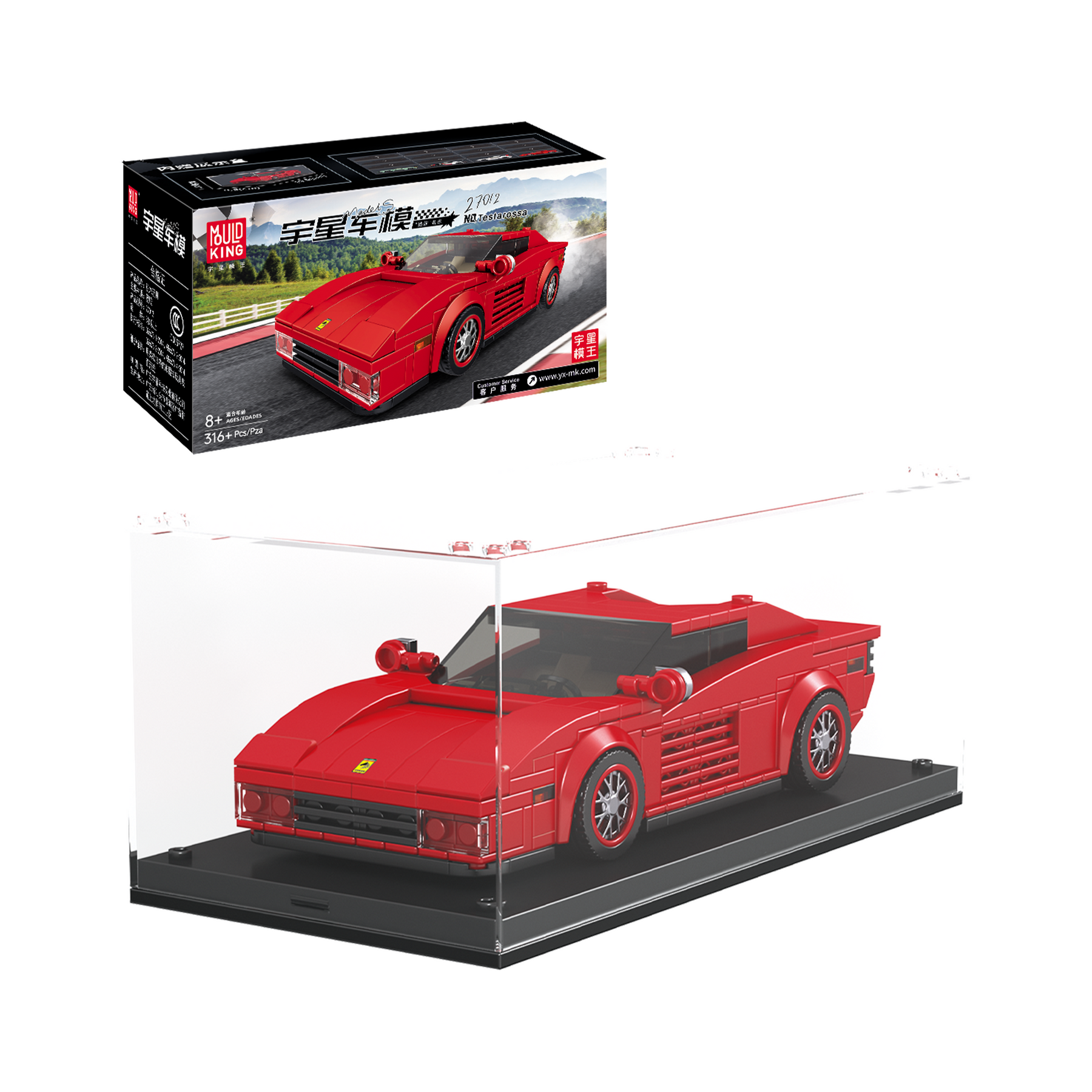 Mould King 27012S Testarossa Supercar Bouwpakket | 350 stuks - Afbeelding 8