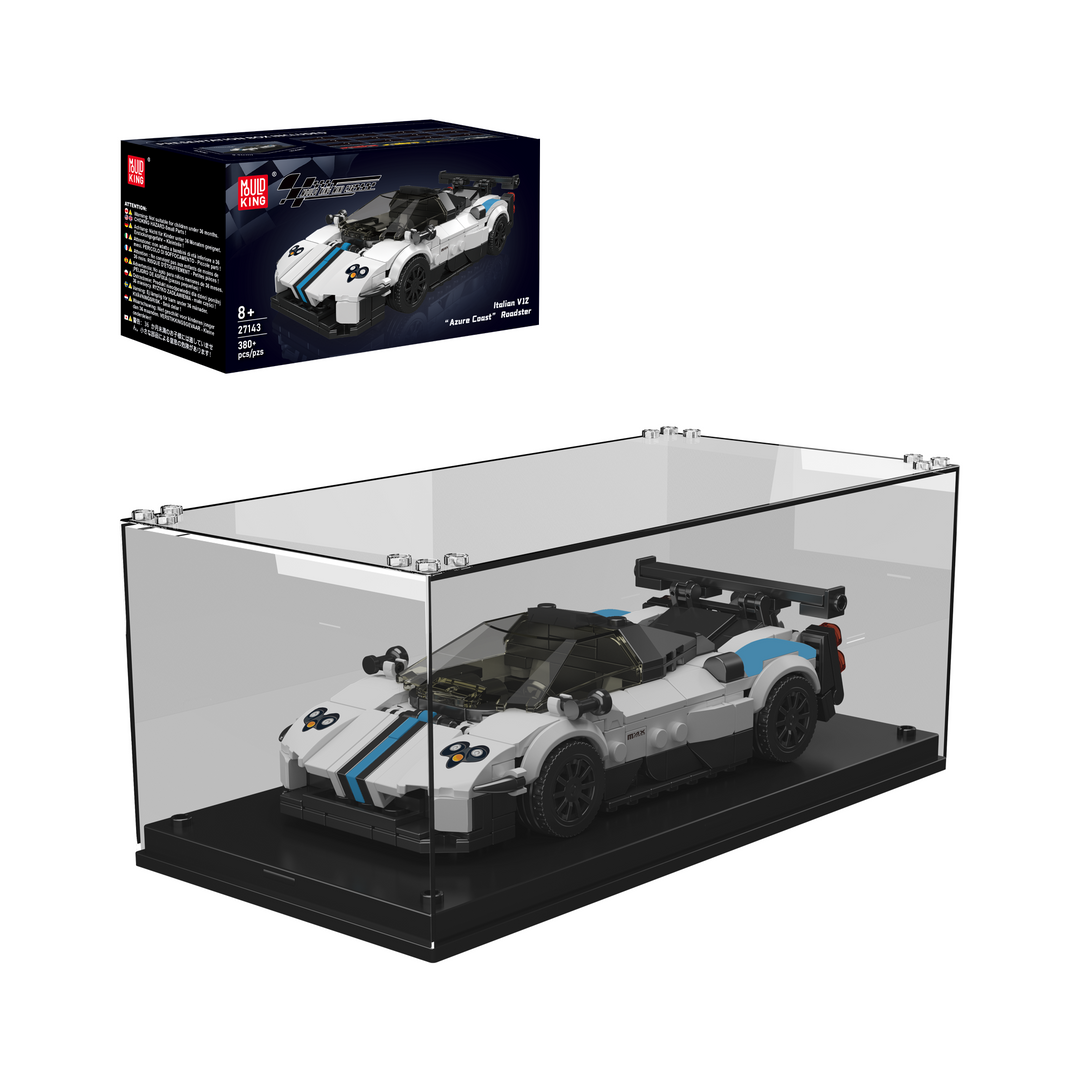 Mould King 27143 Italian V12 Azure Coast Roadster & Display Case Building Set | 380 Pcs