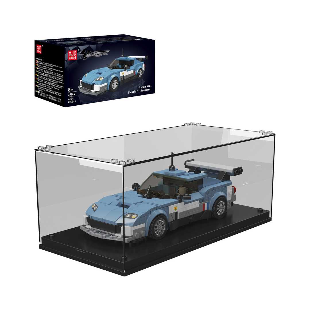 Mould King 27144 Kit di montaggio "Roadster GT classica italiana con motore V12" e teca da esposizione | 483 pezzi