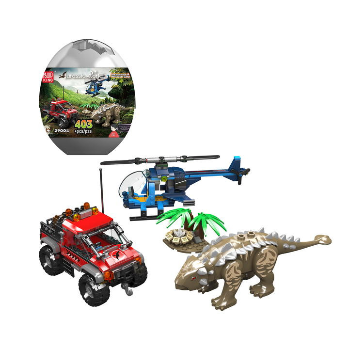 Mould King 29004 Ankylosaurus Helicopter & Off-Road Camp Dino Egg Building Set | 403 Pcs