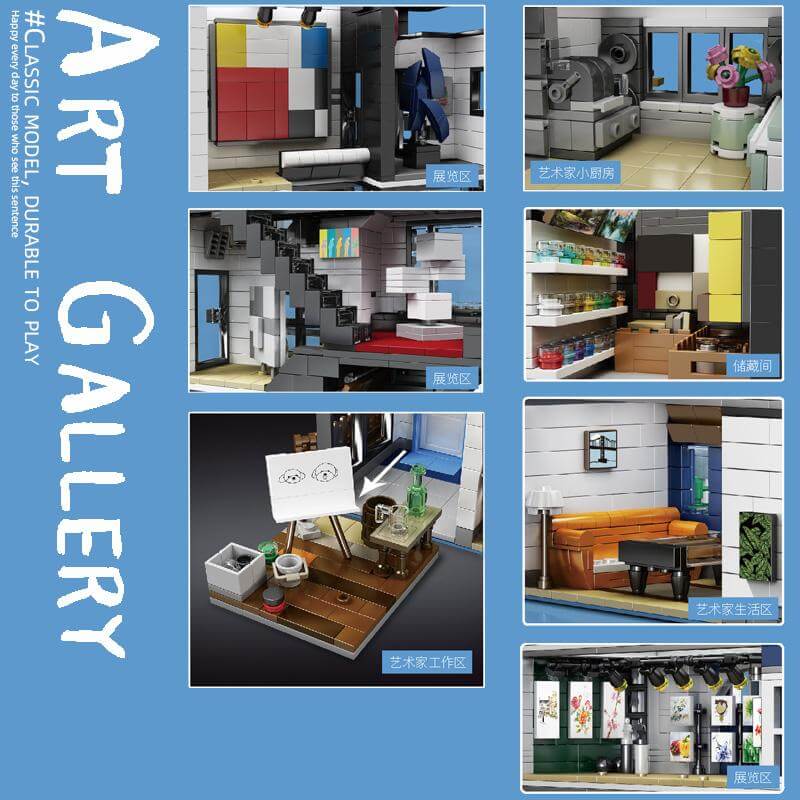 Mallenkoning 16043 Art Gallery Showcase 3-laags MOC-bouwset | 3.536 stuks