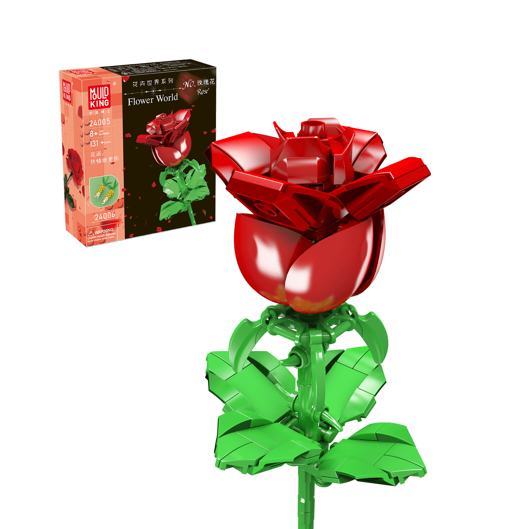 Mould King 24005 Rose Artificial Decor Plant Building Set | 131 PCS ...